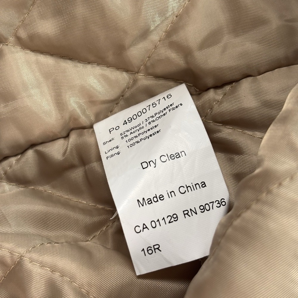 Lauren Ralph Lauren Women's Wool Blend‎ Hooded Coat Camel Tan Size 16R - Picture 11 of 12
